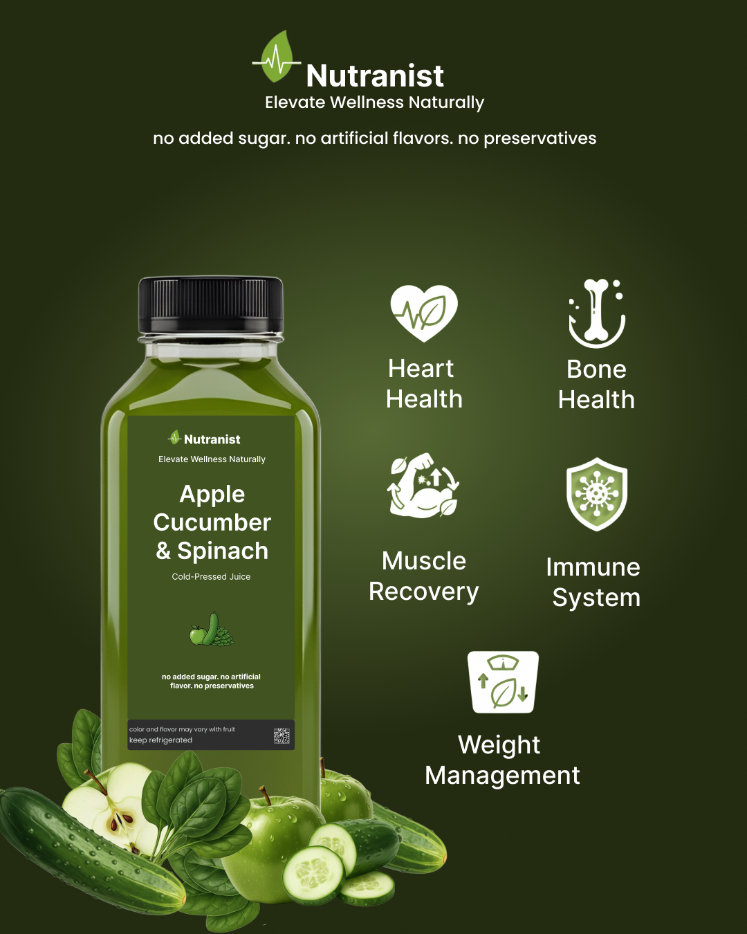 Apple, Cucumber, & Spinach Cold-Pressed Juice