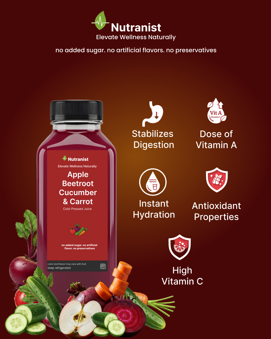 Apple, Beetroot, Cucumber, & Carrot Cold-Pressed Juice